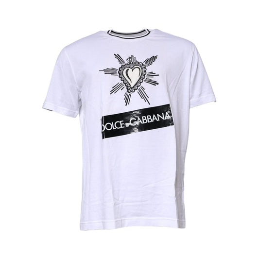 Dolce & Gabbana White Sacred Heart Short Sleeve T-shirt