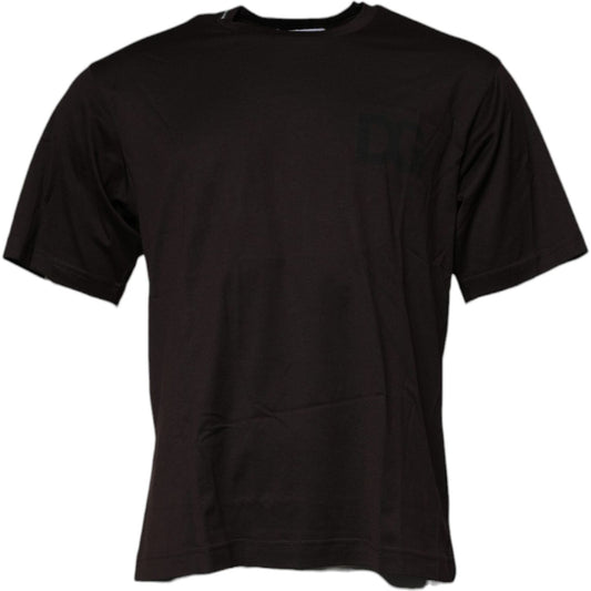 Dolce & Gabbana Dark Brown Logo Cotton Crew Neck T-shirt