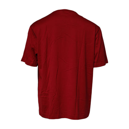 Dolce & Gabbana Red Logo Tape Cotton Crew Neck T-shirt