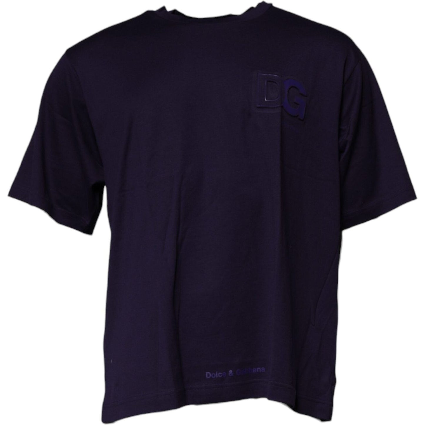Dolce & Gabbana Navy Blue DG Logo Cotton Crew Neck T-shirt
