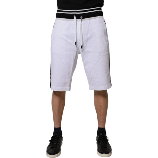 Dolce & Gabbana White Stripe Cotton DG King Bermuda Shorts