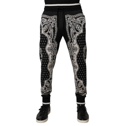 Dolce & Gabbana Black Bandana Cotton Jogger Pants