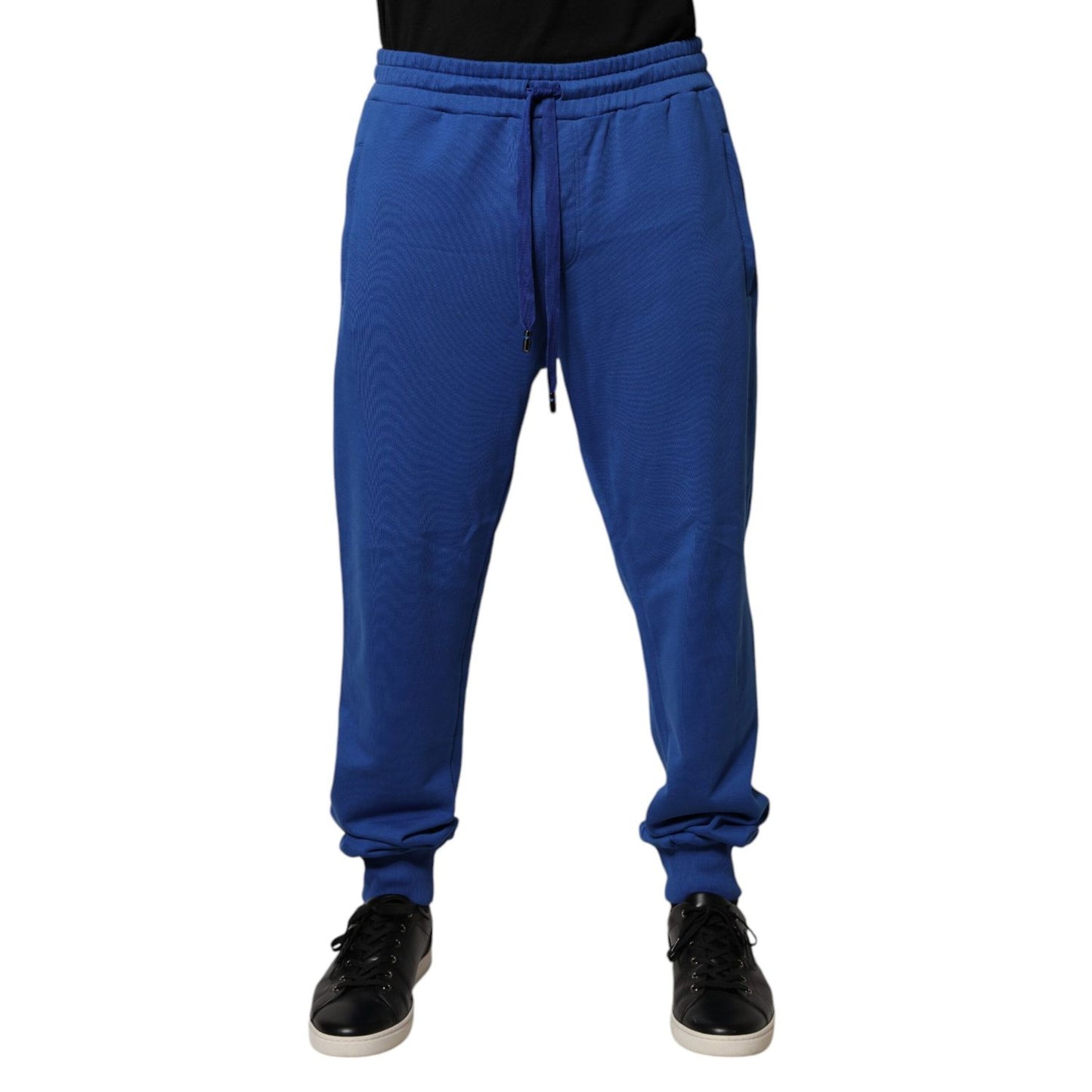 Dolce & Gabbana Blue Cotton Jogger Mid Waist Pants
