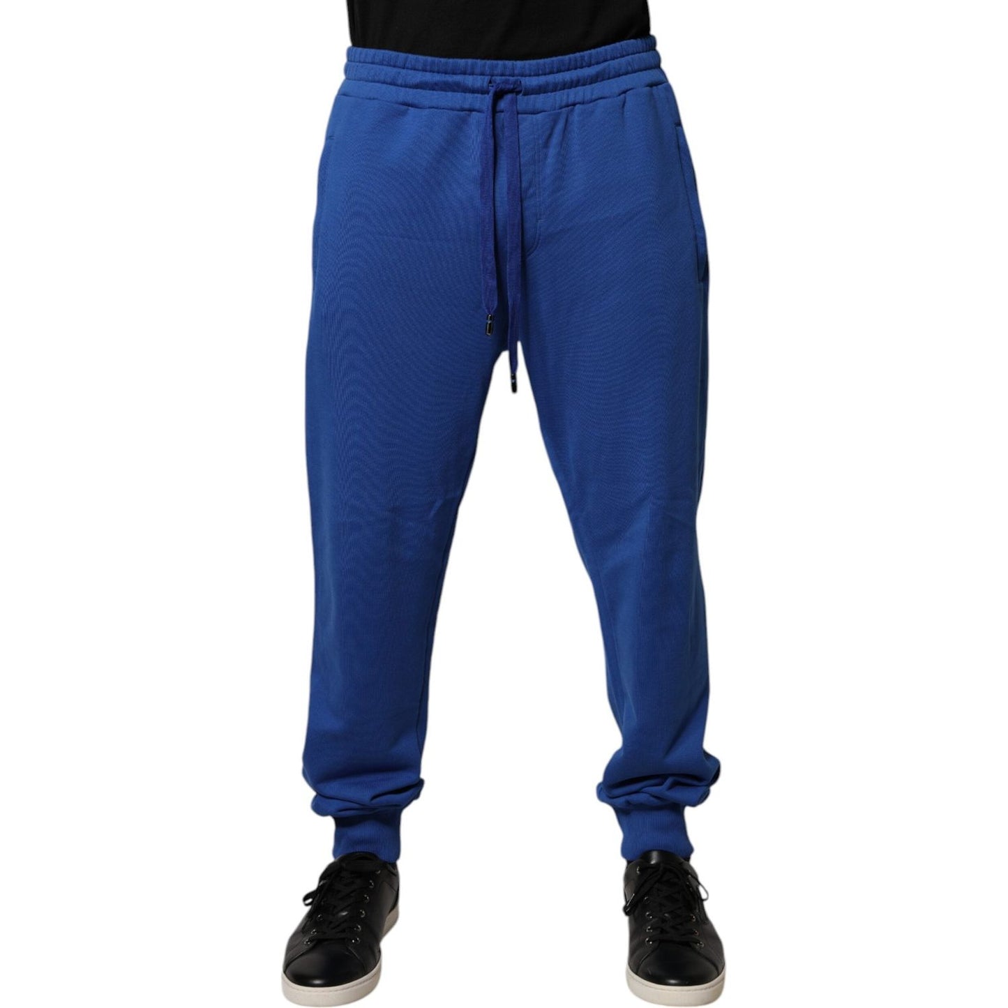 Dolce & Gabbana Blue Cotton Jogger Mid Waist Pants