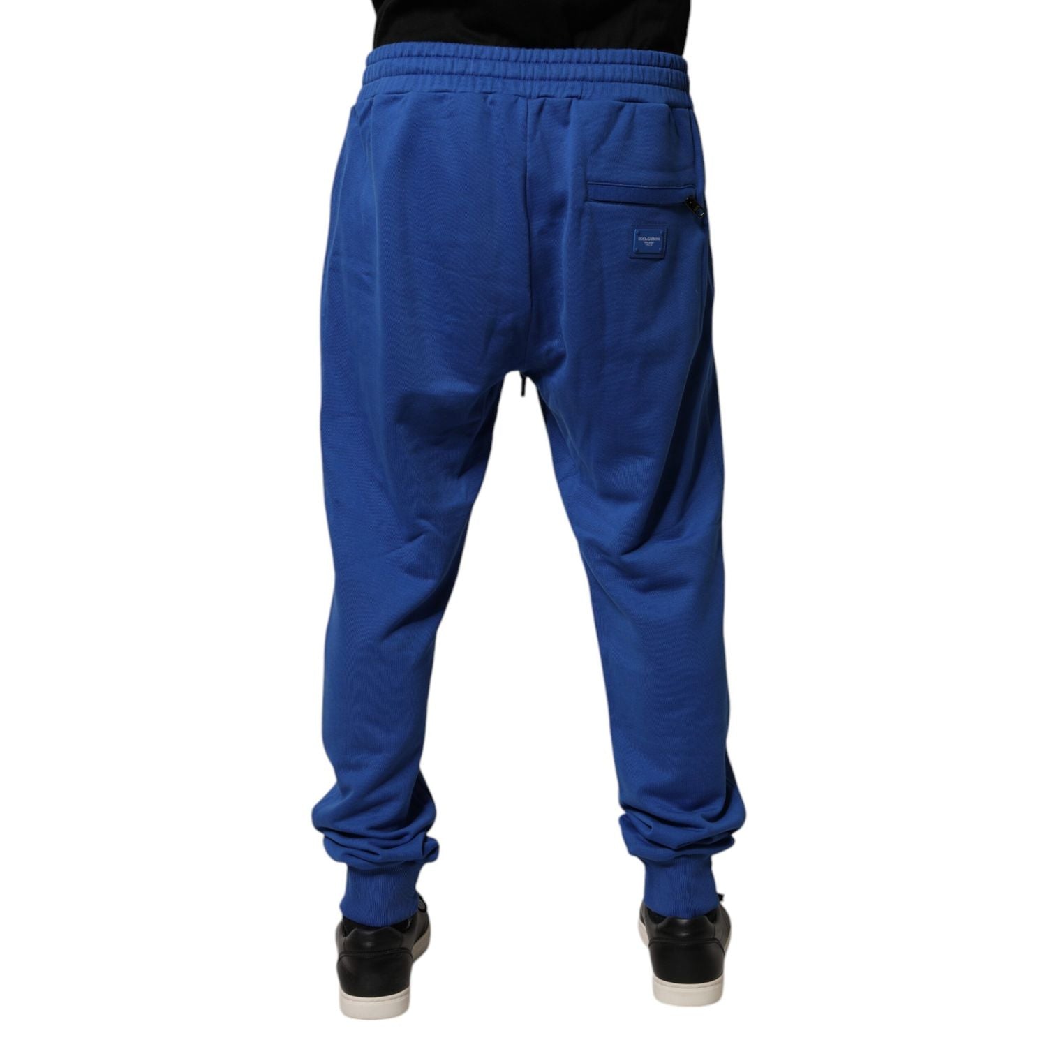 Dolce & Gabbana Blue Cotton Jogger Mid Waist Pants