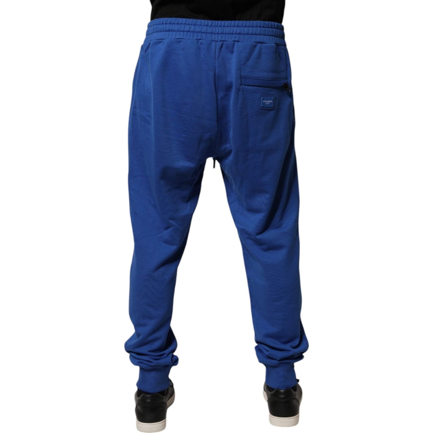 Dolce & Gabbana Blue Cotton Jogger Mid Waist Pants
