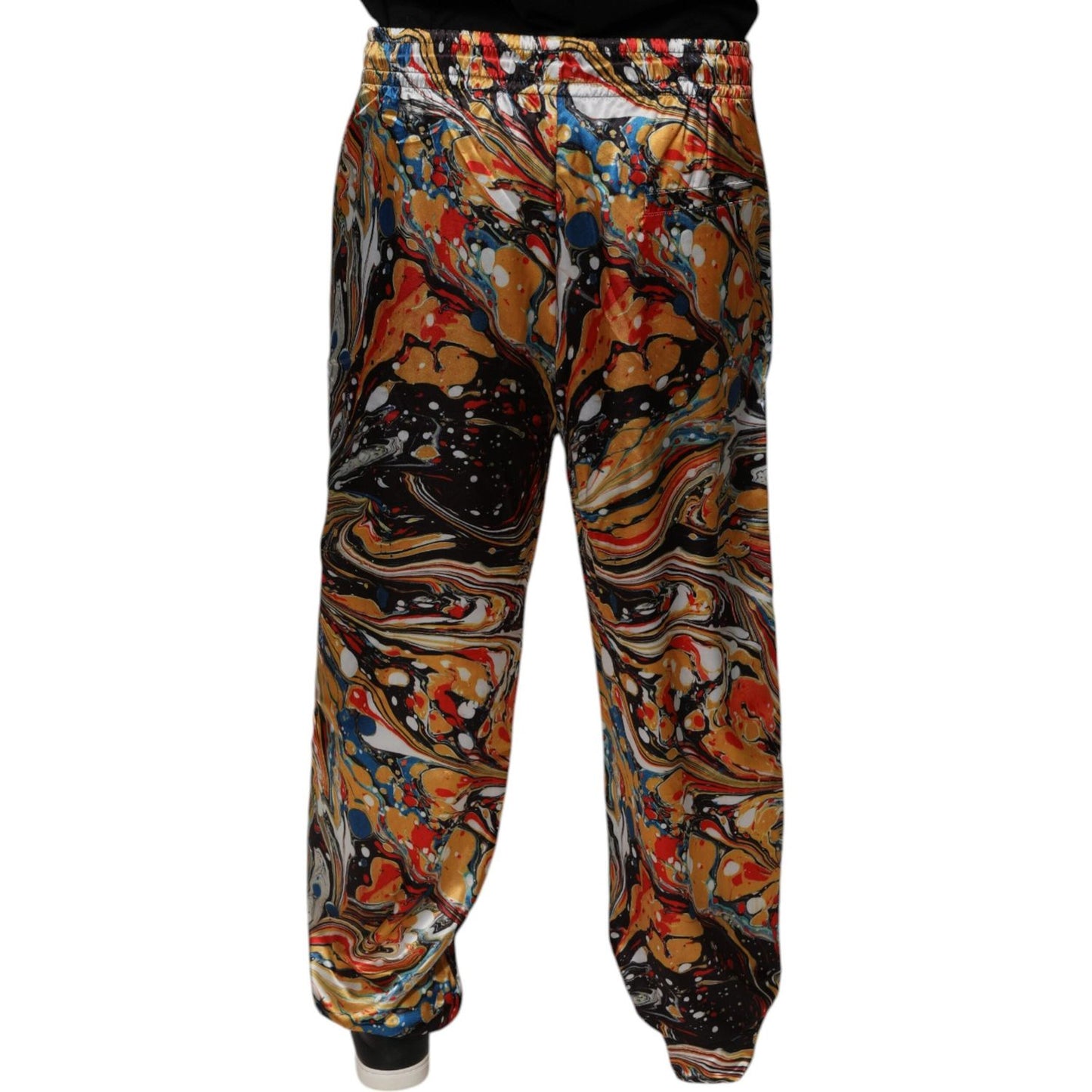 Dolce & Gabbana Multicolor Marble Satin Men Tracksuit Pants PAN76063-46