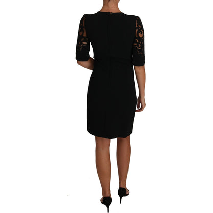 Dolce & Gabbana Black Floral Cut Out Pattern Coctail Dress