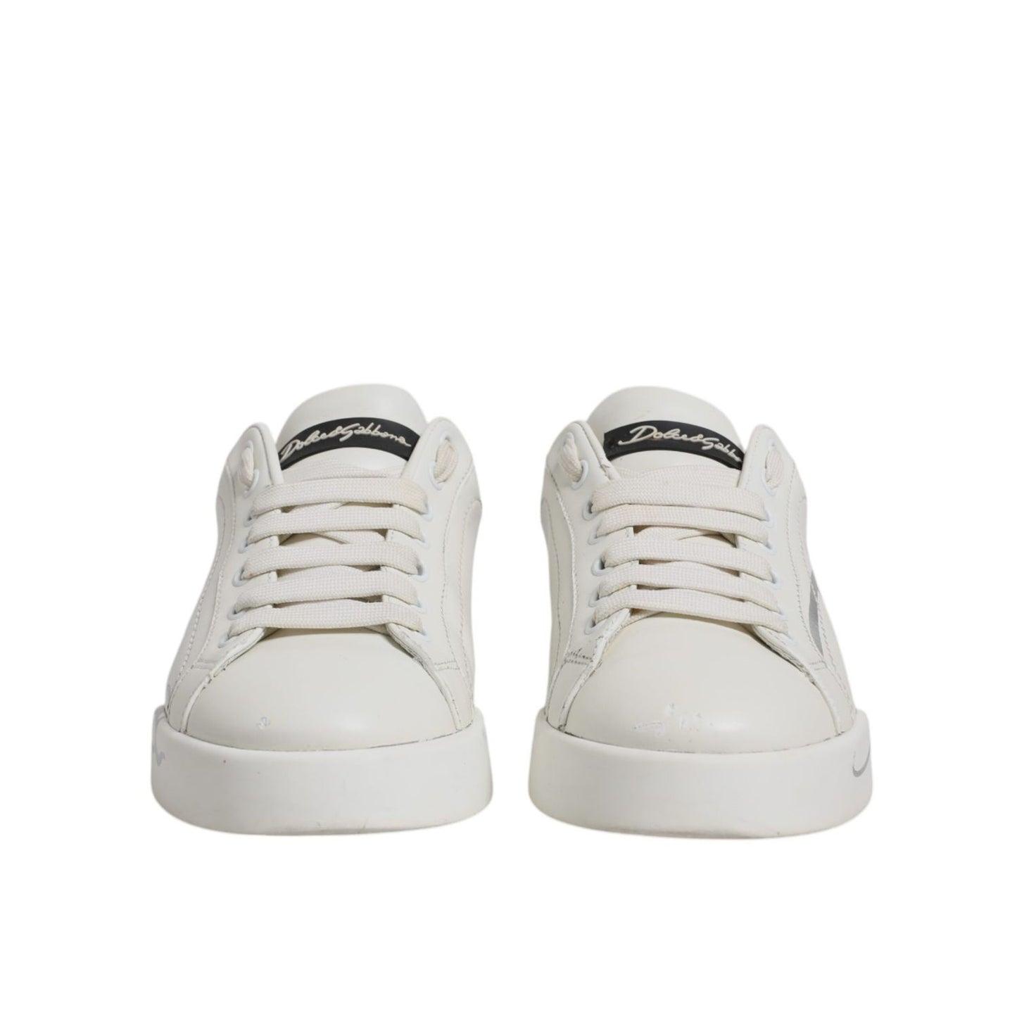 Dolce & Gabbana White Black Logo Portofino Men Sneaker Shoes