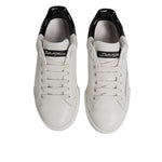 Dolce & Gabbana White Black Logo Portofino Men Sneaker Shoes