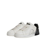 Dolce & Gabbana White Black Logo Portofino Men Sneaker Shoes