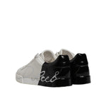 Dolce & Gabbana White Black Logo Portofino Men Sneaker Shoes
