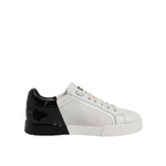 Dolce & Gabbana White Black Logo Portofino Men Sneaker Shoes