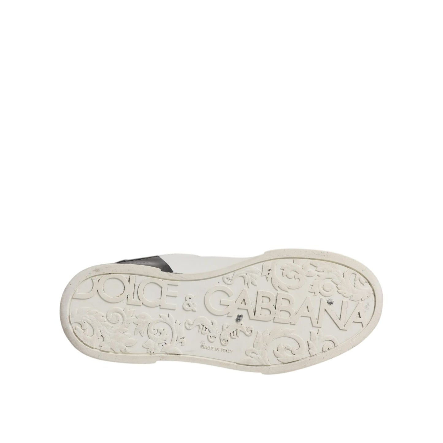 Dolce & Gabbana White Black Logo Portofino Men Sneaker Shoes