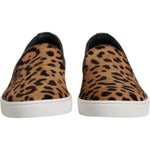 Dolce & Gabbana Brown Calfskin Fur Leopard Sneakers Shoes