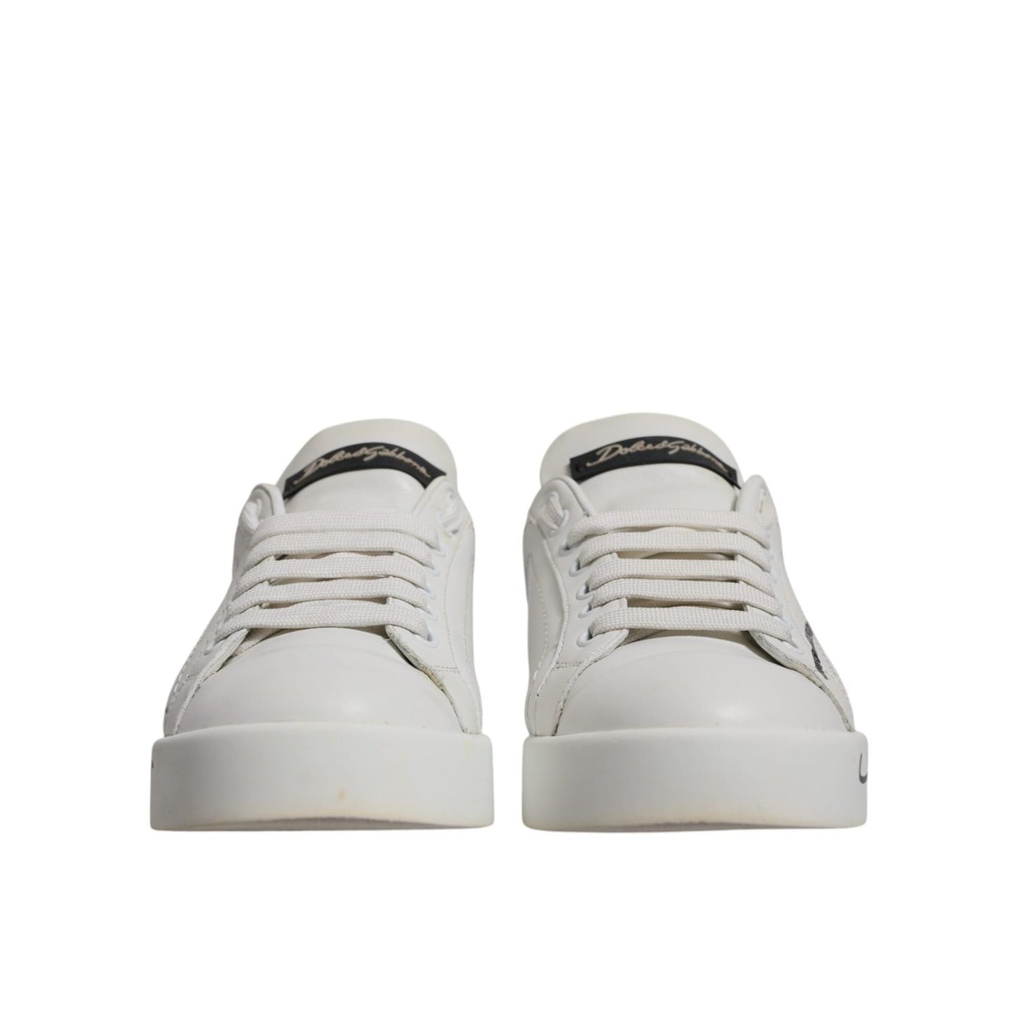 Dolce & Gabbana White Blue Logo Portofino Sneakers Shoes LA12434-35
