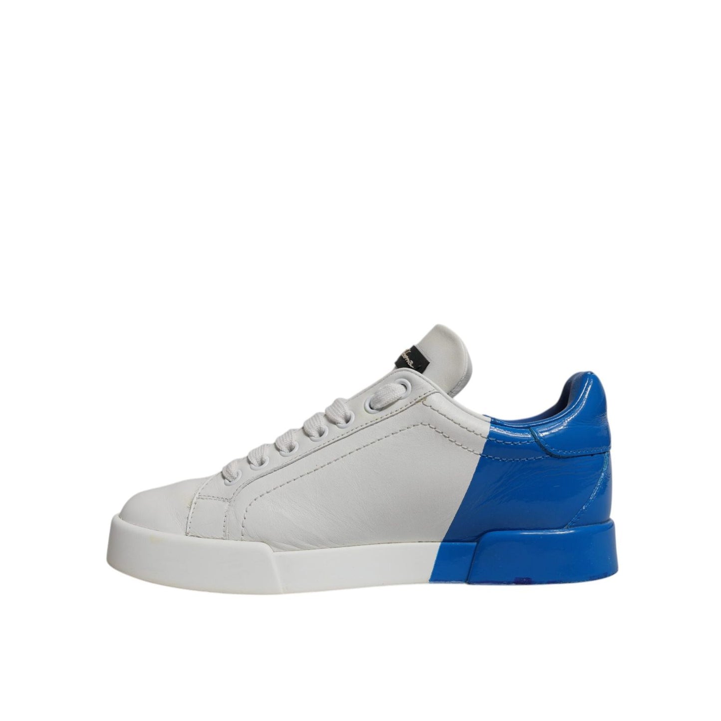 Dolce & Gabbana White Blue Logo Portofino Sneakers Shoes LA12434-35