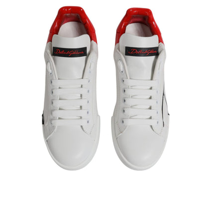 Dolce & Gabbana White Red Logo Portofino Sneakers Shoes