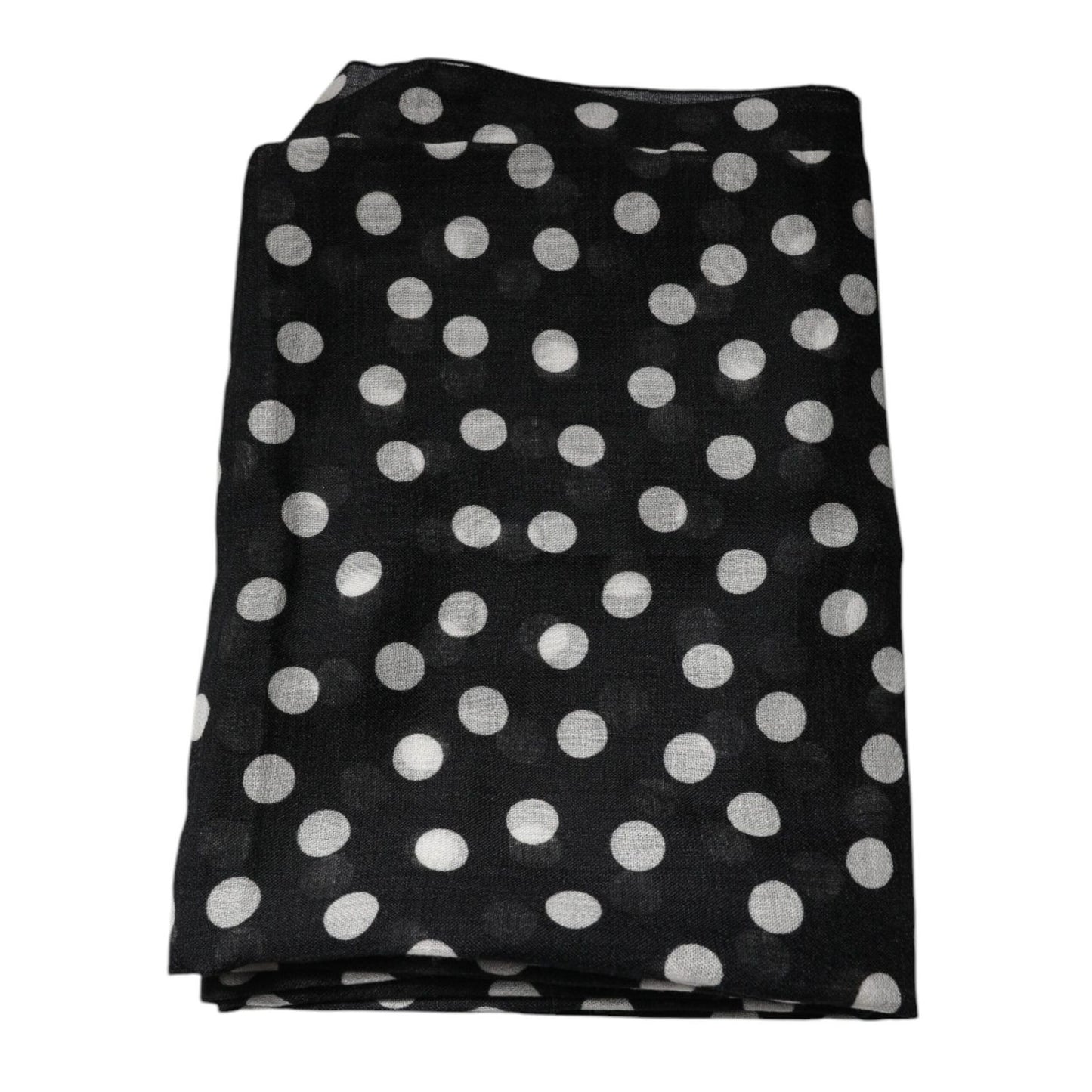 Dolce & Gabbana Black White Polka Dots Fringes Wrap Scarf