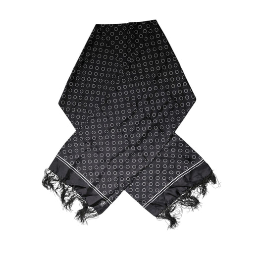 Dolce & Gabbana Black Circles Silk Fringes Shawl Wrap Scarf MS7227
