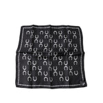 Dolce & Gabbana Black Horseshoe Silk Square Handkerchief Scarf MS7233