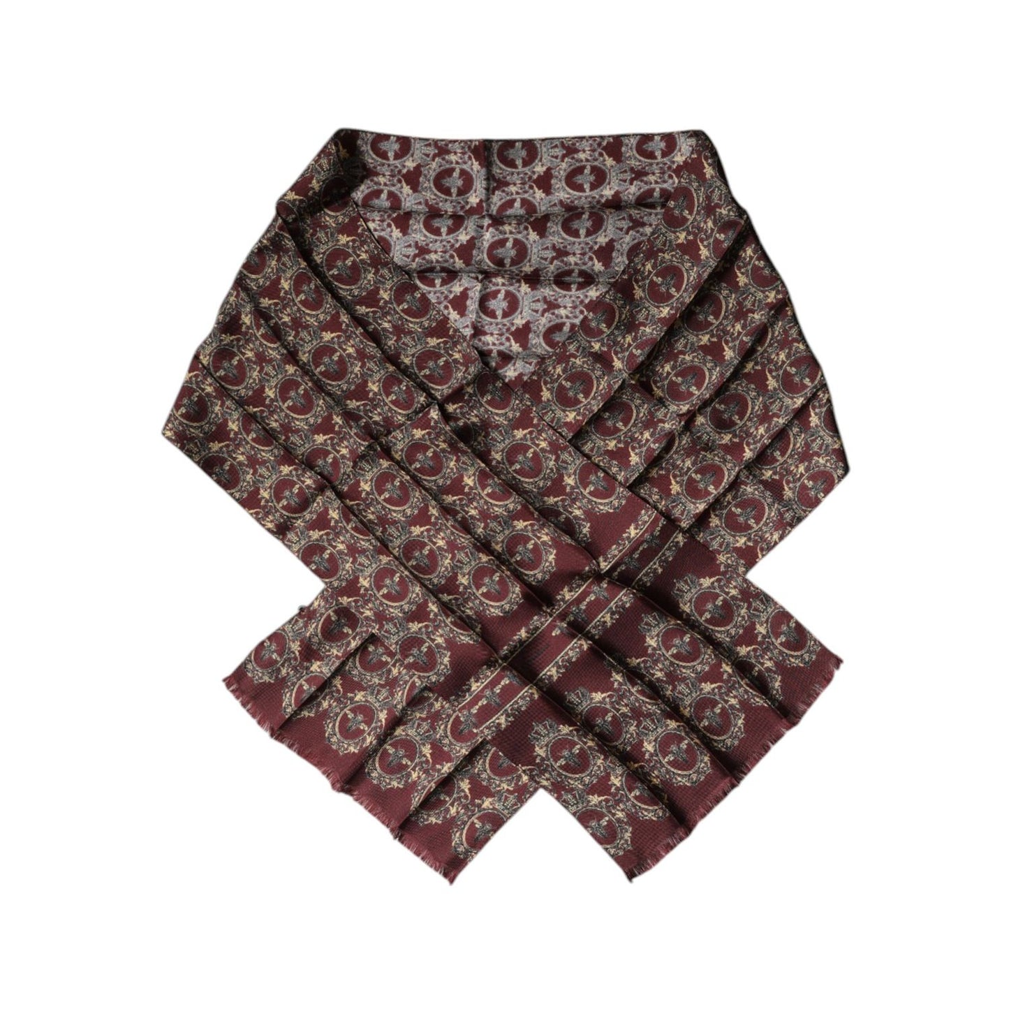 Dolce & Gabbana Bordeaux Printed Silk Neck Wrap Shawl Scarf