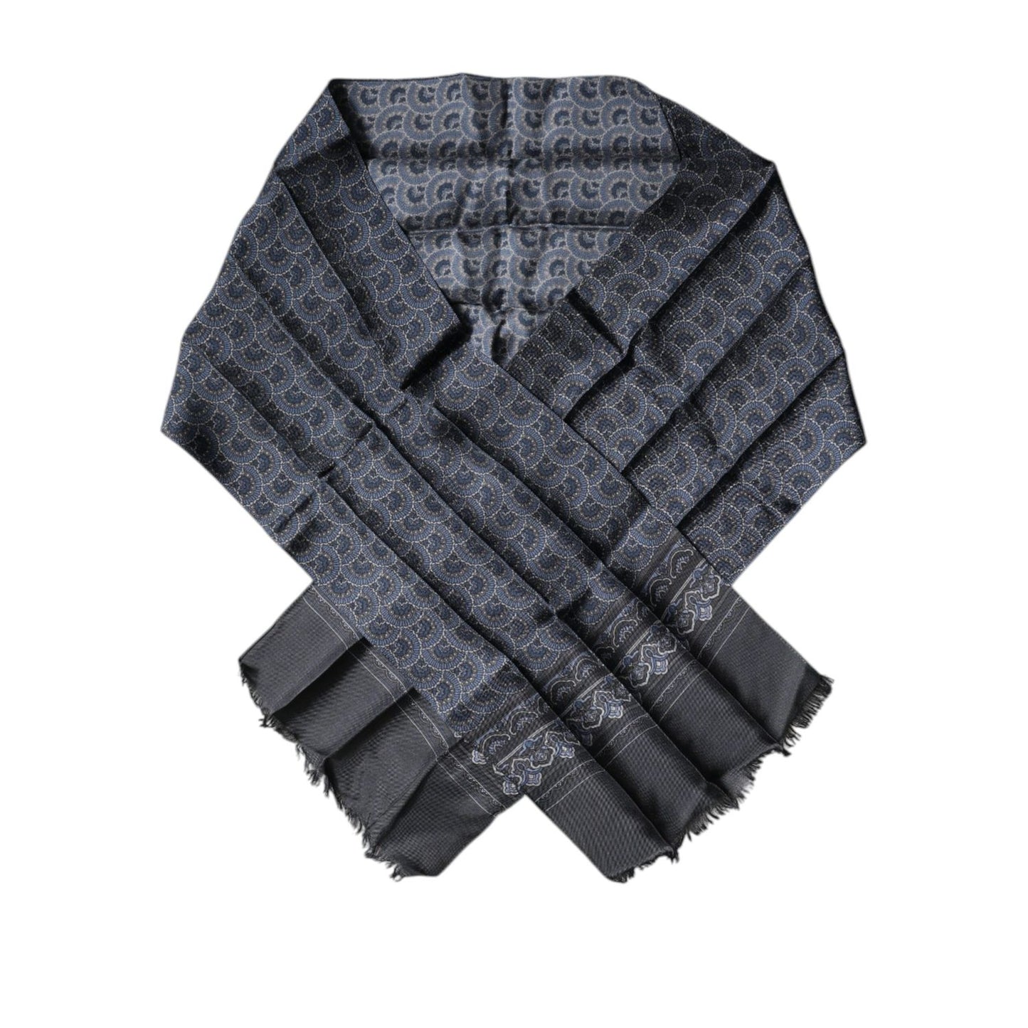 Dolce & Gabbana Dark Blue Fantasy Silk Neck Wrap Shawl Scarf MS7280