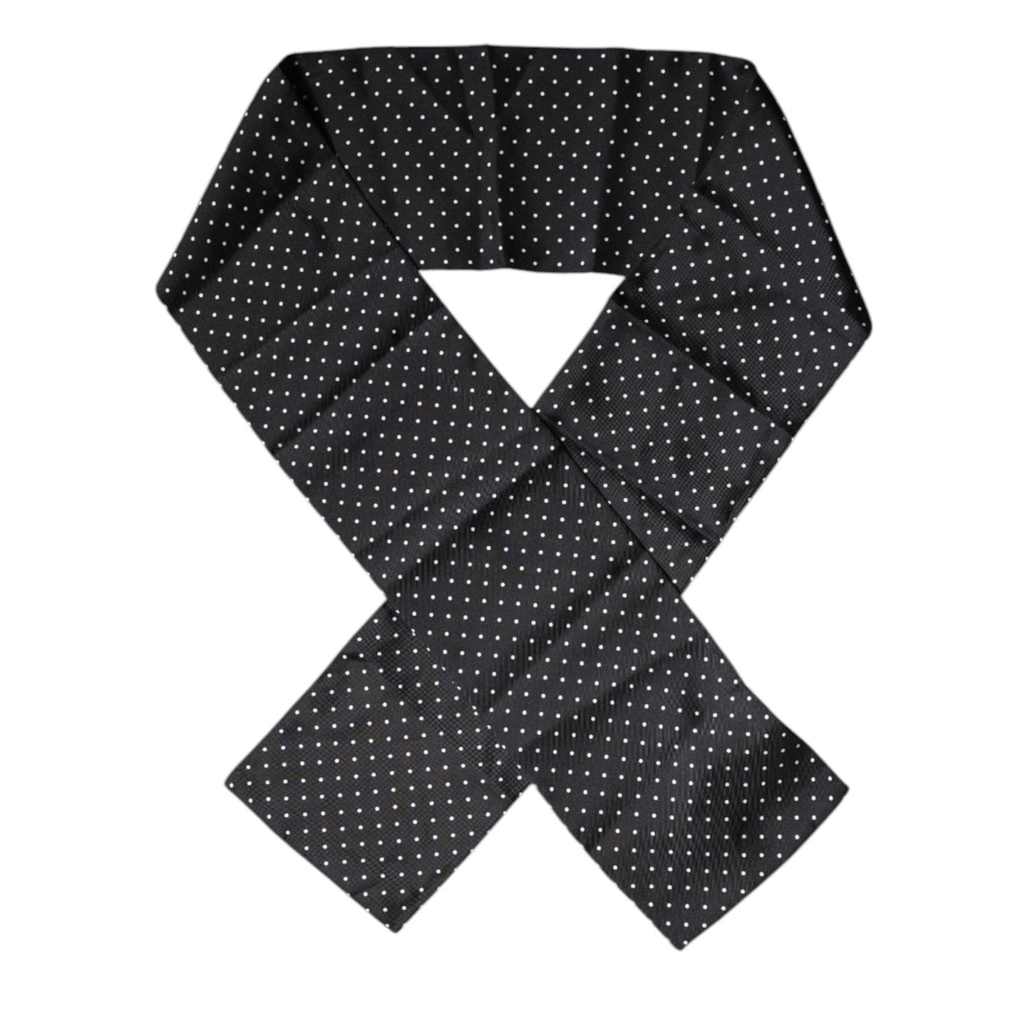 Dolce & Gabbana Black Polka Dots Silk Skinny Neck Wrap Scarf MS7301