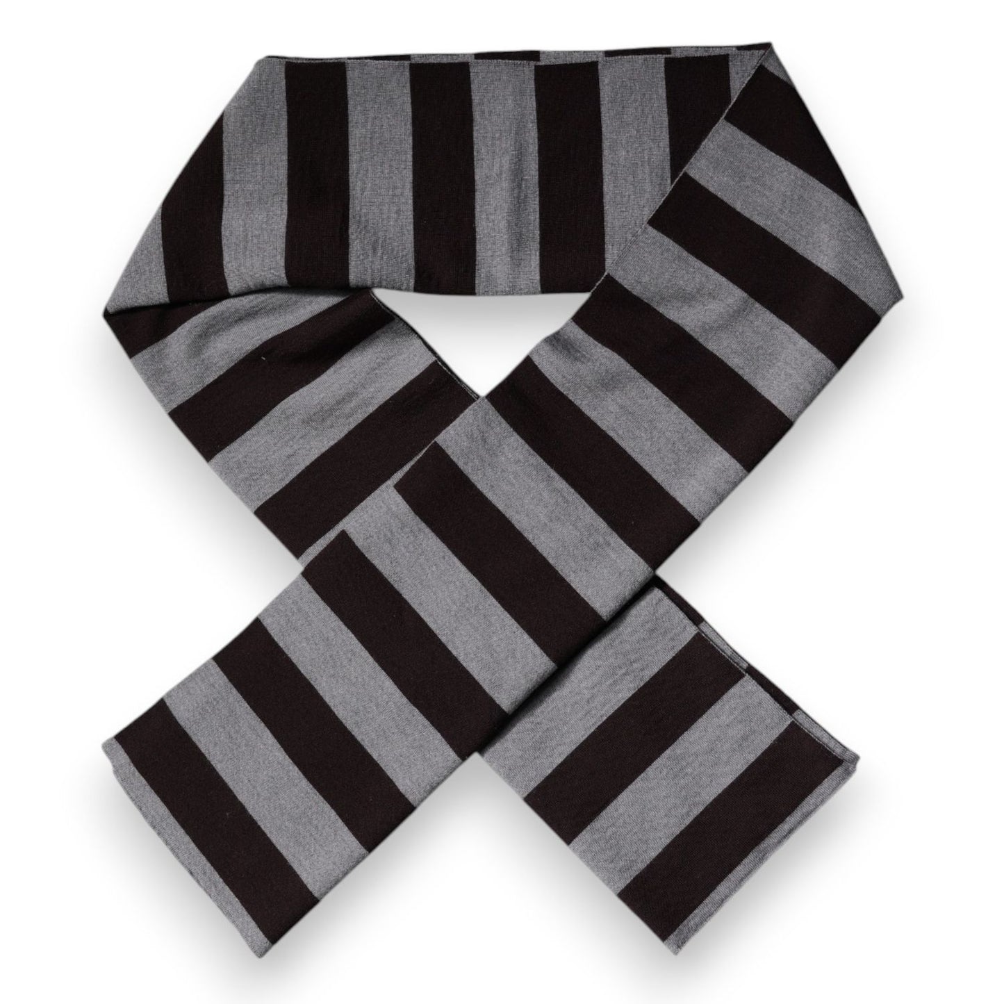 Dolce & Gabbana Black Gray Stripes Wool Neck Wrap Scarf MS7429