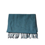Dolce & Gabbana Blue Green Wool Fringes Wrap Shawl Scarf