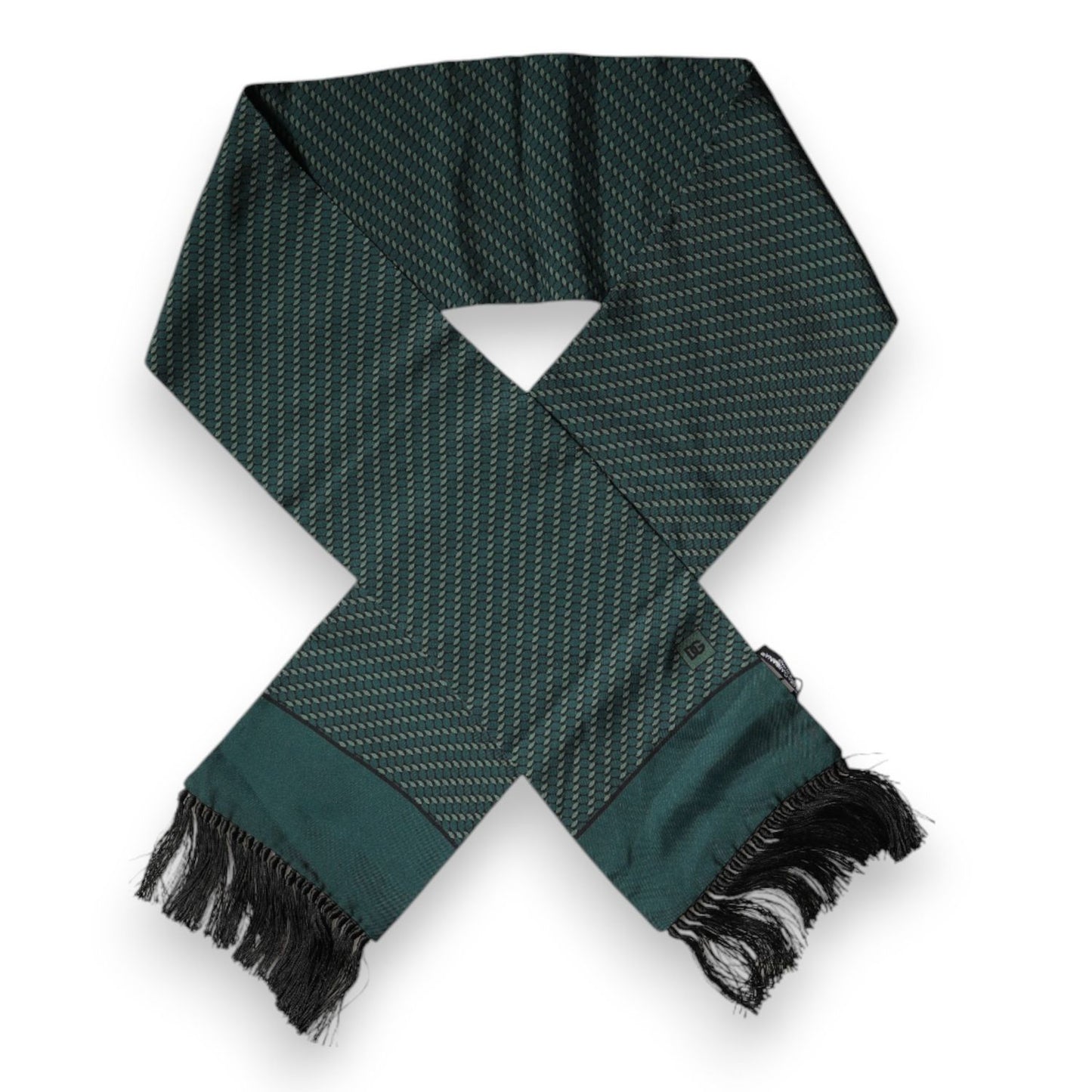 Dolce & Gabbana Dark Green Fantasy Fringes Neck Wrap Scarf MS7437