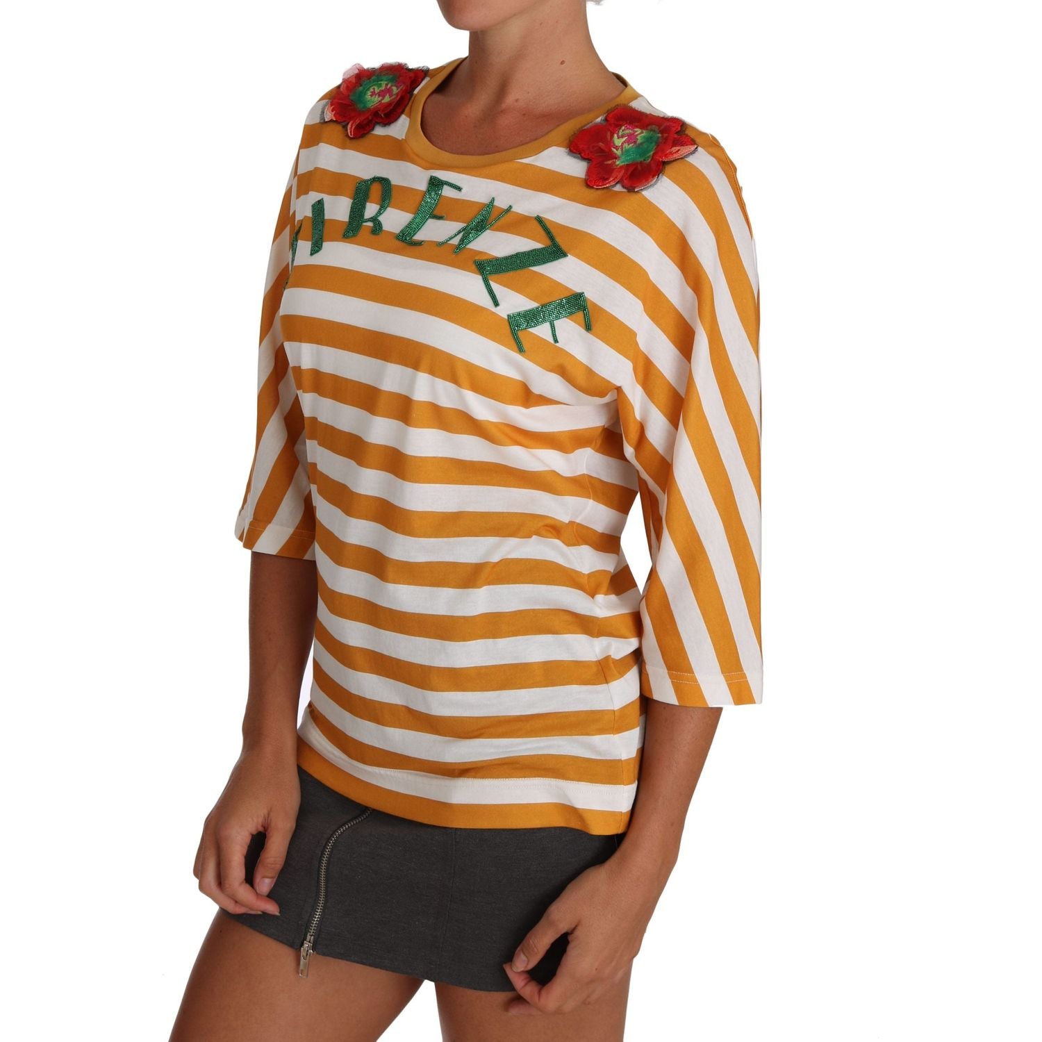 FIRENZE 橙色和白色亮片衬衫