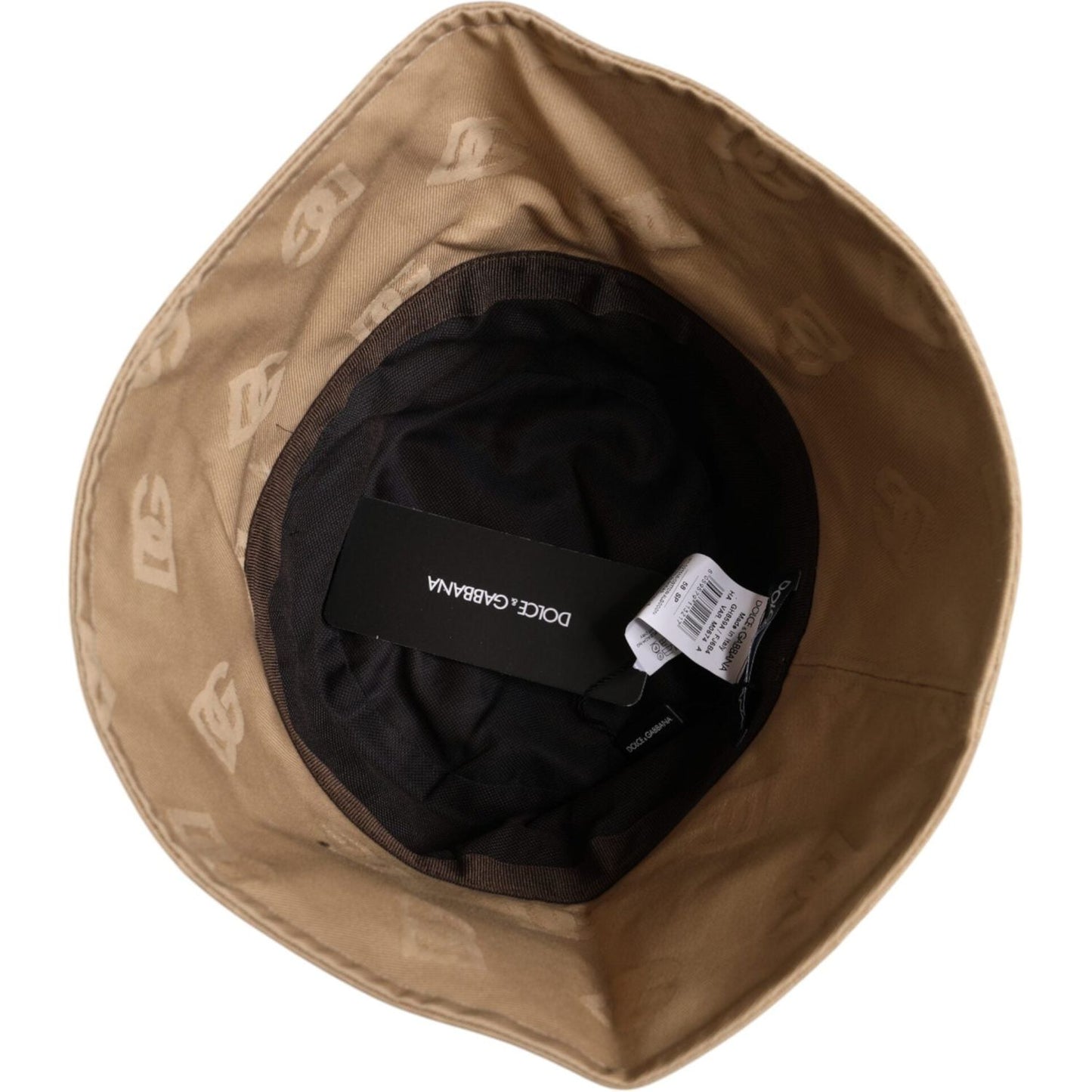 Dolce & Gabbana Beige Logo Monogram Cotton Bucket Cap