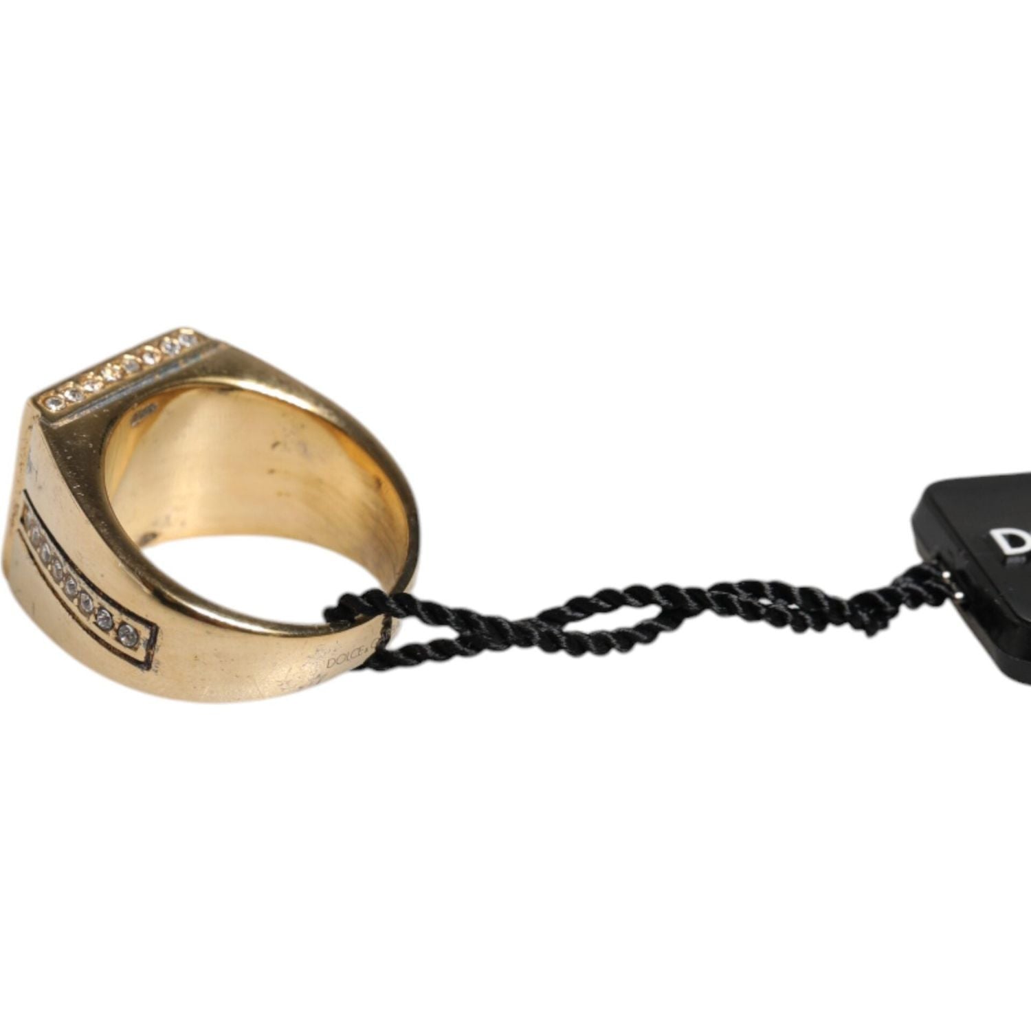 Dolce & Gabbana Gold Tone Sterling Silver 925 Crystals Ring