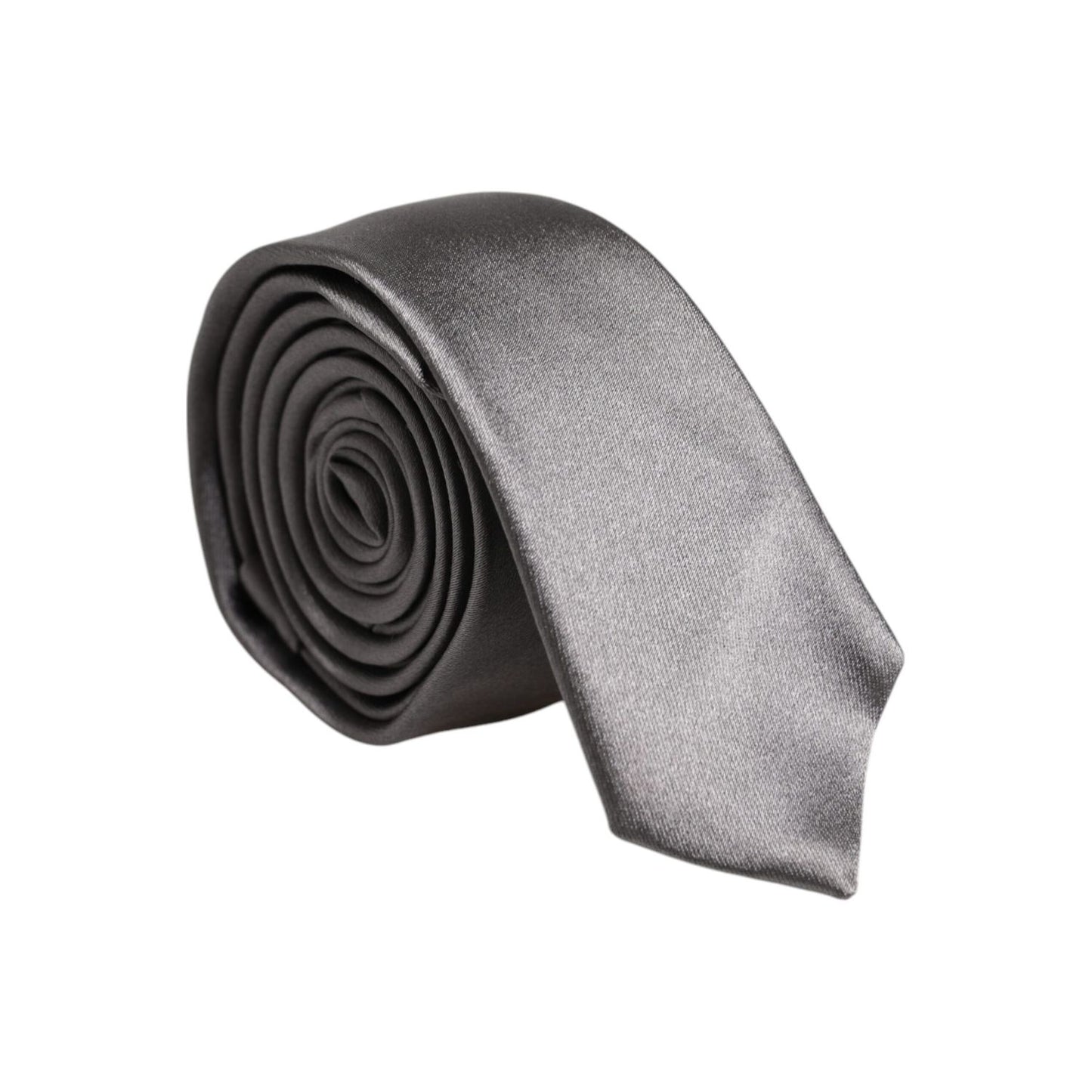 Dolce & Gabbana Metallic Silver Silk Adjustable Necktie Tie