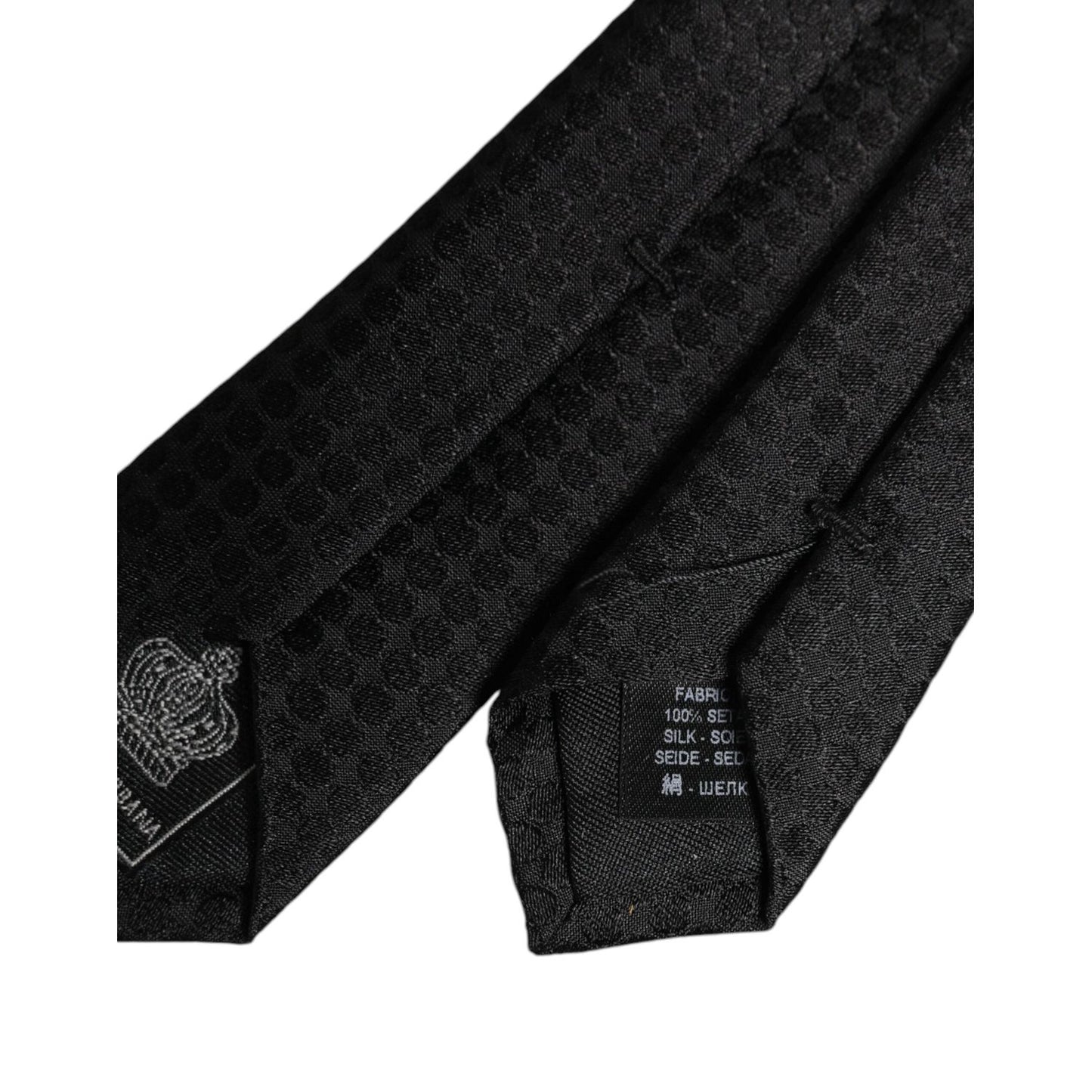 Dolce & Gabbana Black Circles Silk Adjustable Necktie Tie
