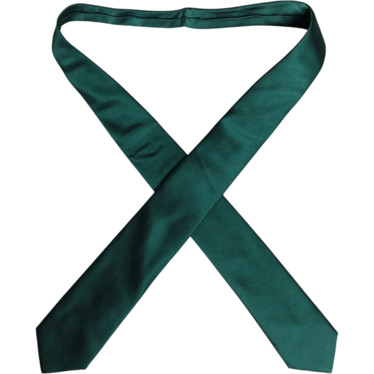 Dolce & Gabbana Green Solid Cotton Adjustable Necktie Tie