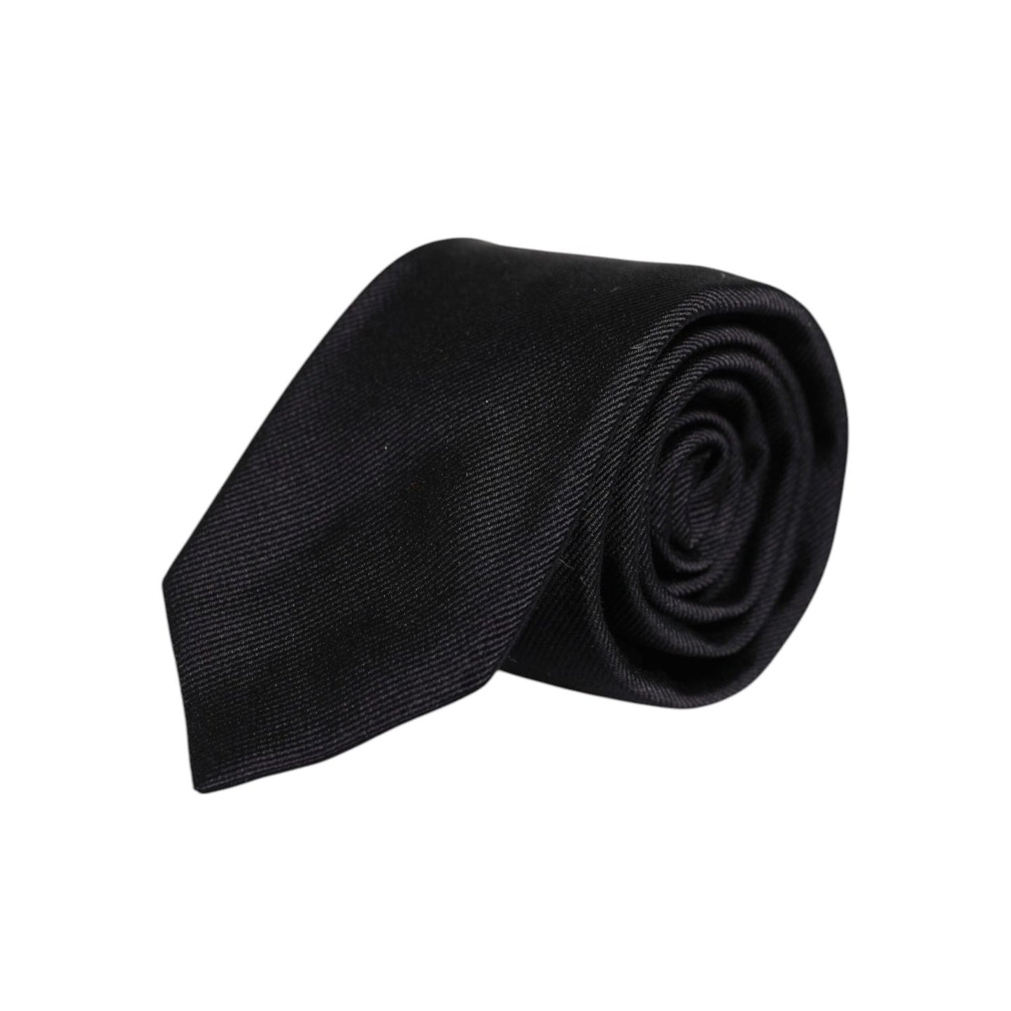 Dolce & Gabbana Black Solid Silk Adjustable Necktie Tie