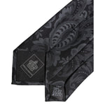 Dolce & Gabbana Black Gray Flower Print Adjustable Necktie Tie