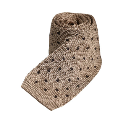 Dolce & Gabbana Beige Polka Dot Silk Adjustable Necktie Tie