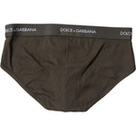 Dolce & Gabbana Gray Cotton Men Mid Slip Brief Underwear