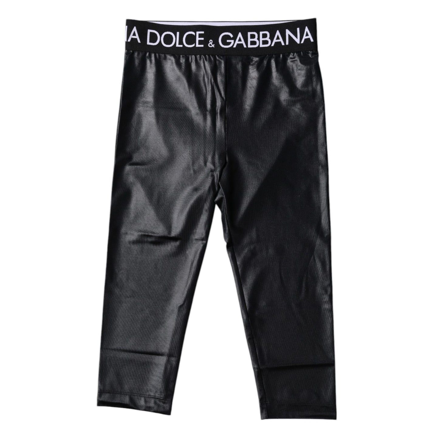 Dolce & Gabbana Black Logo Nylon Cropped Tights Pants Underwear