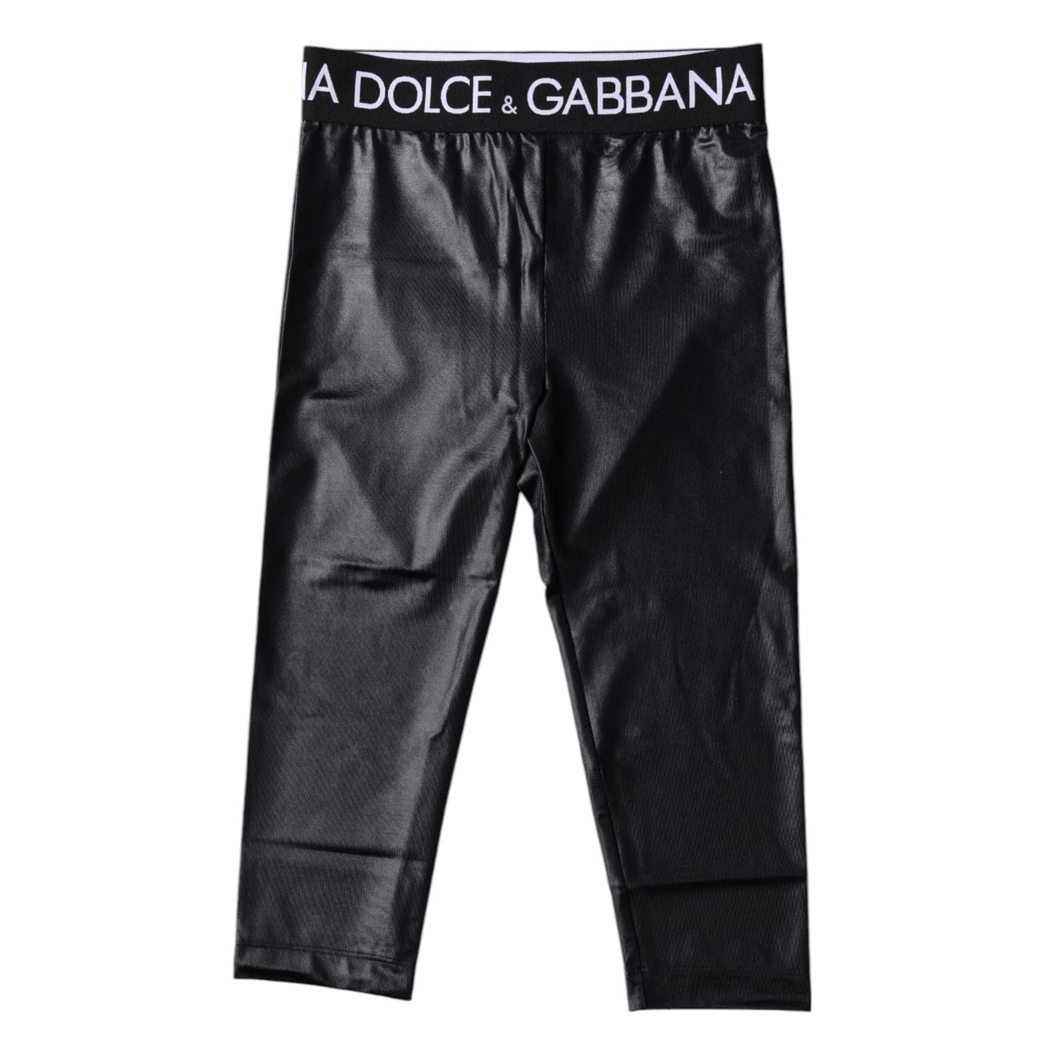 Dolce & Gabbana Black Logo Nylon Cropped Tights Pants Underwear