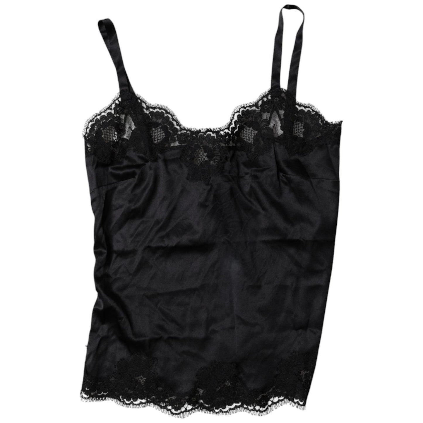 Dolce & Gabbana Black Lace Silk Blend Camisole Top Underwear