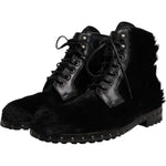 Dolce & Gabbana Black Pony Style Leather Mid Calf Boots Shoes