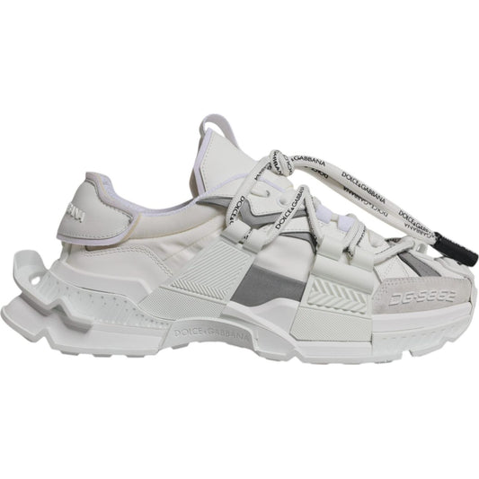 Dolce & Gabbana White Nylon Low Top Space Men Sneakers Shoes