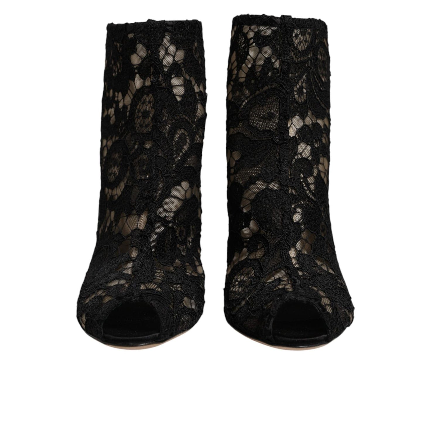 Dolce & Gabbana Black Floral Lace Heels Ankle Boots Shoes