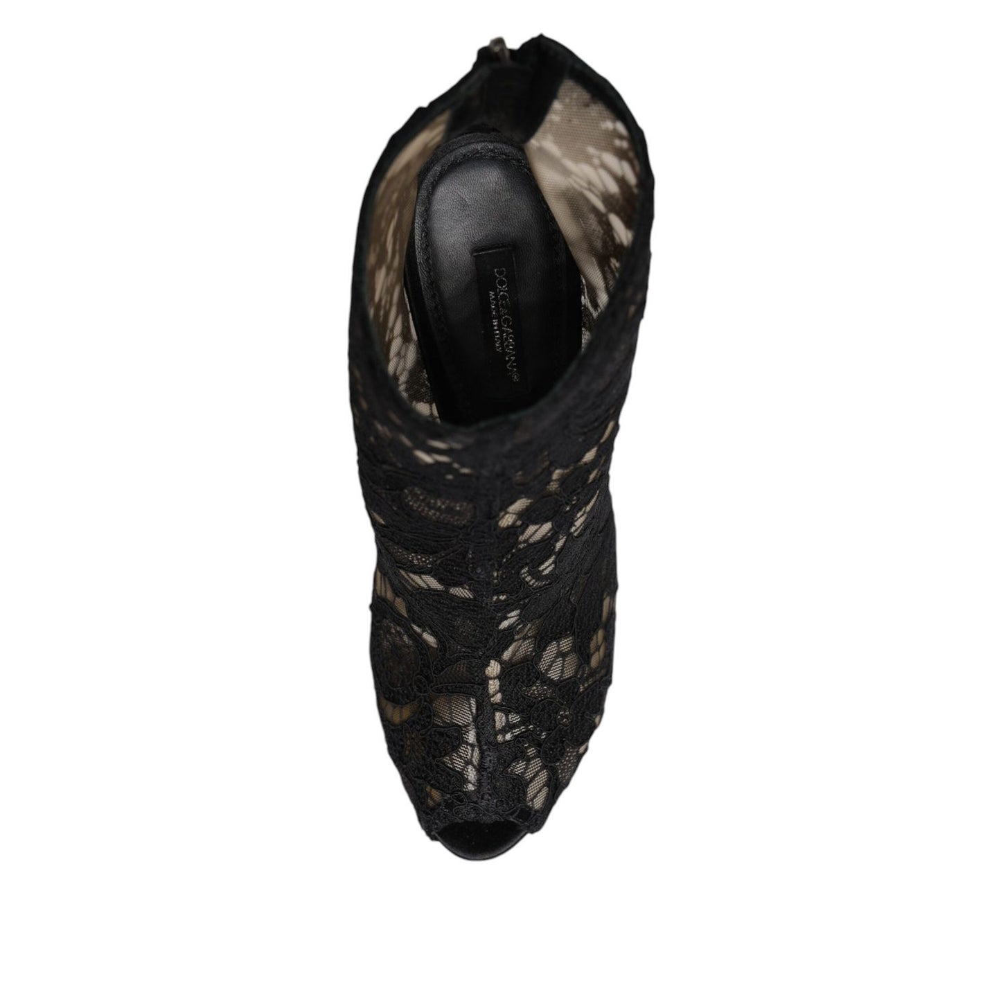 Dolce & Gabbana Black Floral Lace Heels Ankle Boots Shoes