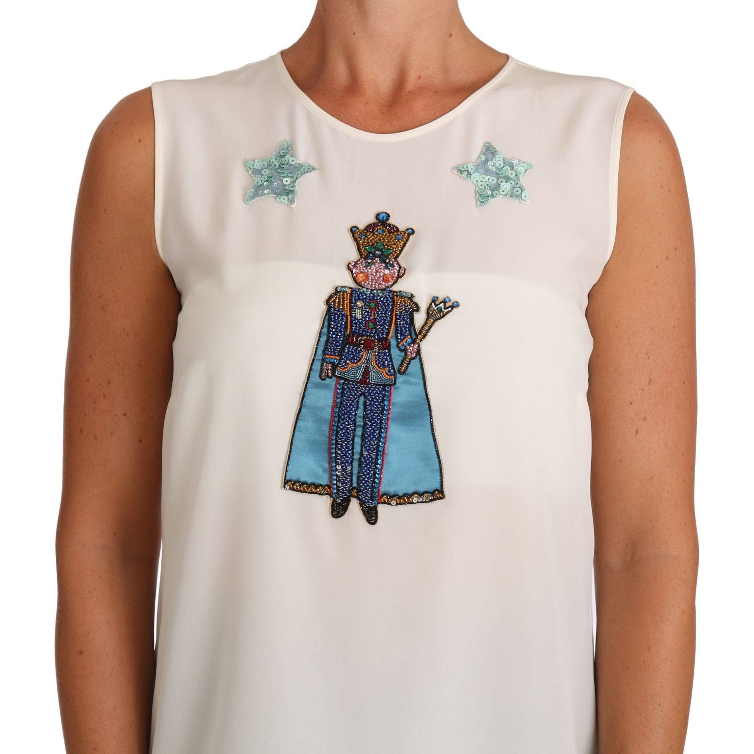 بلوزة دولتشي آند غابانا إنشانتد الحريرية بدون أكمام مزينة بالترتر