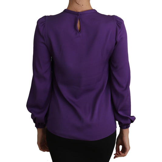 Dolce & Gabbana Purple Blouse Prince Fairy Tale Embellished Top TSH2755-36